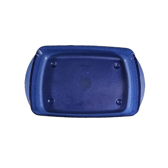 Tupperware Vent 'N Serve 6 Cup Rectangle Blue Shallow Casserole Container Clean - Picture 2 of 5